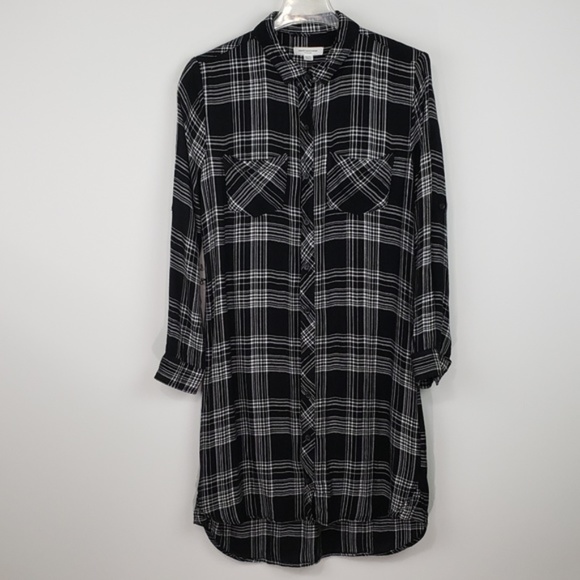 BeachLunchLounge Dresses & Skirts - BeachLunchLounge Black White Plaid Tunic Dress - S